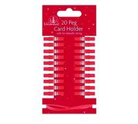 JMS® Giftmaker Collection Set of 20 RED COLOUR Christmas Card Holder Pegs & 3m String Cord
