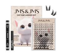 JMS&JMS Eyelash Cluster Set, Cat Eye Cluster Eyelashes, Invisible Tape with Eyelash Binding and Seal, Eyelash Applicator, Eyelash Remover, Eyelash Brush, Eyelash Extension Kit for Beginners