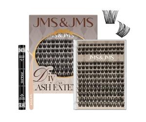 JMS&JMS Eyelash Clusters Set, Eyelash Extension Kit with Eyelash Binding and Seal, Eyelash Applicator, Eyelash Remover, Eyelash Brush, Eyelash Extension Kit for Beginners (Miss Bella-8-18mix)