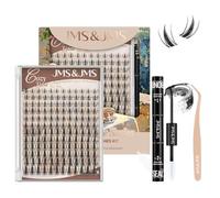 JMS&JMS Eyelash Clusters Set, Natural Cluster Eyelashes, Invisible Band, Manga Eyelashes with Eyelash Binding and Seal, Eyelash Applicator, Eyelash Remover, Eyelash Extension Kit for Beginners