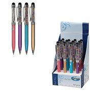 JMS® Pack of 2 x 4 Pcs Crystal Ballpoint Stylus Pen Filled With Crystal Elements- Creative Ultra-thin Capacitor Combo Pen for Universal Touch Screens-1.00 mm Blue Ink