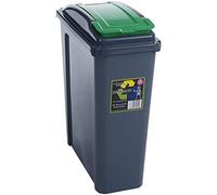 JMS® Recycle It 25L Slimline Bin & Lid Graphite/Gen. Green Recycling Bin Kitchen Trash Can Rubbish Dustbin