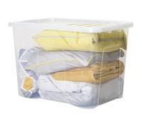 JMS (Set of 10) 80L Litre Crystal Clear Transparent Plastic Storage Box With Lid - Stackable & Nestable Storage Containers - Home & Kitchen Made in UK