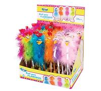 JMS we create smile 1/6/12 Feathery Fluffy Flamingo/Emu Novelty Flowery Gem Stone Bow Bird Pens Blue Ink Colour - 0.7MM Point (6)