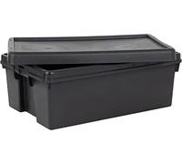 JMS we create smile 1 x 36 Litre Black Bam Recycled Heavy Duty Plastic Storage Box with Secure Lid Stackable/Nestable Storage Containers For Home & Office (36 Litre)