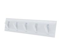 JMS we create smile 1 x Coat Hooks Wall Mounted Foldable Coat Hangers with 5 Hooks Plastic Coat Hook Rail Key Hooks Coat Rack for Hats Robes Towels Jackets Bedroom Bathroom Kitchen (White)