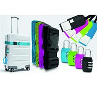 JMS we create smile 1 x Luggage Strap, Luggage Tag, Combination padlock - Random Delivery of Colour - Neon Assorted Colour