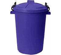 JMS we create smile 1 x Purple 50L 50 Litre Extra Large Heavy Duty Plastic Dustbin with Locking Lid for Home Garden Animal Feed
