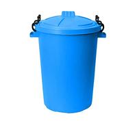 JMS we create smile 1 x Sky Blue 50L 50 Litre Extra Large Heavy Duty Plastic Dustbin with Locking Lid for Home Garden Animal Feed