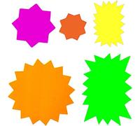 JMS we create smile - 150 x Neon Fluorescent Sale Stars Flash Price Display Tags - Assorted Sizes Labels