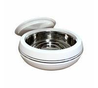 JMS we create smile (1500ml) White Casserole Dish with Lockable Lid - Round Stainless Steel Insulated Thermal Food Warmer for Meal Serving Soups/Salads (1.5Litre)
