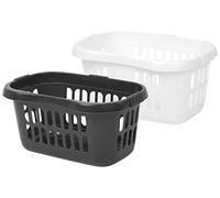 JMS we create smile 2 x High grade Plastic large 60L Hipster Laundry Basket Hamper Clothes Washing Bedding Linen Storage Basket ( + )