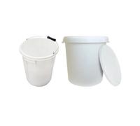 JMS we create smile 25L Heavy Duty Plastic Bucket With Lid & Metal Handle, White Multi-Purpose Storage Pail For Food Storage, Cleaning, Gardening, DIY, Paint Mixing, Animal Feed & Household Use