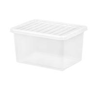 JMS we create smile 25L Litre Crystal Clear Plastic Storage Box With Lid Stackable Nestable Container Shoes Toys Garage Office Home Kitchen - Made in UK