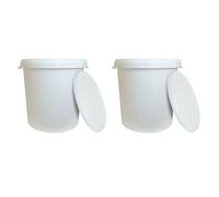 JMS we create smile - 25L White Plastic Bucket With Airtight Lids - Hard Wearing Mixing Buckets Paint Chemical Hydroponics For Multi Use Fermentation, Animal Feed, Construction (SET OF 2)