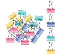 JMS WE CREATE SMILE - 25mm Coloured Binder Clips - Strong Bulldog Clips for Paper & Documents - Heavy Duty Foldback Clips - Metal Office Paper Clamps - Assorted Colours (6 Packs)