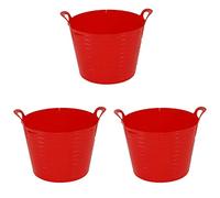 JMS we create smile 3 x 42 Litre Flexi Tub Garden Home Flexible Colour Storage Container Bucket Polyethylene Flex Tub- MADE IN U.K (Red)