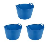 JMS we create smile 3 x Flexi Tub Garden Home Flexible Colour Storage Container Bucket Polyethylene Flex Tub - MADE IN U.K (Sky Blue, Extra Large - 75 Litre)