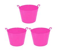 JMS we create smile 3 x Flexi Tub Garden Home Flexible Colour Storage Container Bucket Polyethylene Flex Tub - MADE IN U.K (Pink, Large - 42 Litre)