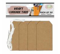 JMS we create smile (30 Pcs) Large Kraft Gift Tags with String - Travel Luggage Labels to Hang on Bags/Suitcases | 120 x 65mm.