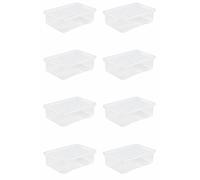 JMS we create smile 32 Litre Crystal Clear Underbed Plastic Storage Box With Secure Clip on Lid/School, Office, Home/Stackable Organizing Box/Container/Large Box (Pack of 8)