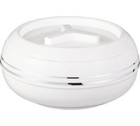 JMS we create smile (3200ml White Casserole Dish with Airtight Lockable Lid - Round Double Walled Stainless Steel Insulated Food Container for Christmas Dinner (3.2Litre)