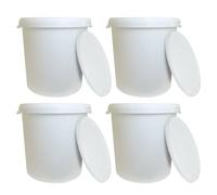 JMS we create smile 4 x 25L Litre White Plastic Plasterer Bucket Airtight Lids Hard Wearing Container Mixing Chemical Hydroponics Bucket Paint Pail Fermentation Animal Feed Construction