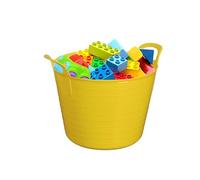 JMS we create smile 40L/42L Flexi Tub Toy Stoarge Basket with Handles - Flexible Colourful Nursery Basket/Bucket Storage Plastic Container (Yellow)