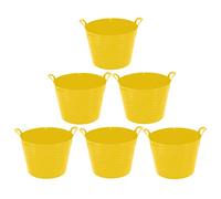 JMS we create smile - 42L Litre Large Robust Flexi Tubs Multipurpose Flexible Rubber Storage Container Buckets Garden Trugs Laundry Basket Polyethylene Flex Tub - Made in UK. (YELLOW)