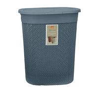 JMS we create smile 45L Litre Large Laundry Basket With Lid & Handles | Plastic Laundry Hamper Washing Basket | Dirty Clothes Laundry Basket Bin for Bathroom, Toys Bedroom Storage (Blue)