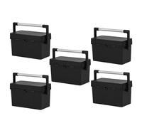 JMS we create smile 46 CM Black Tool Box Organising Box Plastic Tool Box Long Aluminium Handle and Removable Storage Tray Multipurpose Utility box Tools Storage Boxes For Home Garage DIY (Set of 5)
