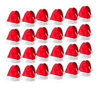 JMS we create smile 48Pcs x Classic Red Xmas Hat - Deluxe Plush Santa Hat with Pompom and Wide Brim | Unisex Costume Accessory for Christmas & New Year Parties