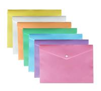 JMS we create smile 5 Assorted Pastel Colour A4 Document Stud Wallets Plastic Carry Popper Folder