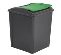 JMS we create smile 50l Litre Recycle Bin Outdoor Recycling Bin Waste Bin Rubbish Trash Refused Bin Flap Lid Plastic Dustbin Waste Storage Bin for Outside Home Kitchen - Made in UK (Green-Grey)