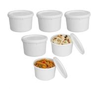 JMS we create smile 6 Pack x 1 Litre White Round Food Storage Tubs with Lids | Plastic Containers for Rice, Ice Cream, Pasta, Meal Prep, Leftovers, Freezer Storage & Everyday Kitchen Essentials