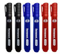 JMS we create smile 6 PCS x Permanent Markers with Thick Bullet Tip Permanent Marker Pens - Waterproof & Quick Drying (Black, Blue & Red)