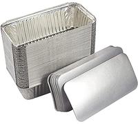 JMS we create smile & 660ml NO 6A Aluminium Foil Containers Trays with Lids Baking Food Roasting BBQ Meal Prep Tray Takeaway Tin