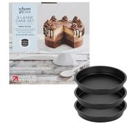 JMS we create smile 8 Inch Cake Tin Set - 3 Layer 20cm Non-Stick Round Sandwich Baking Tins, Ideal for Rainbow & Ombre Cakes, Oven & Dishwasher Safe, Stackable Bakeware for Birthday & Wedding Cakes.