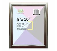 JMS we create smile 8 x 10 Inch Silver Photo Frame 20cm x 25cm Styrene Front Picture Frame Horizontal and Vertical Orientation Desk Stand and Wall Handing Silver Frames Perfect for Wall Decor