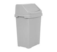 JMS we create smile 8L/25L/50L Litre Plastic Swing Lid Bin Waste Recycle Dustbins Rubbish Trash Refused Bins (Silver/Grey, 50 LITRE)