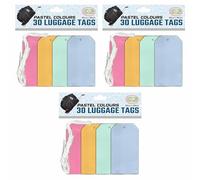 JMS We Create Smile 90Pcs Assorted Pastel Colours Luggage Tags 65mm X 120mm Pastel Tags with String for Christmas, Birthday Party, Wedding Favors & DIY Crafts