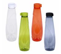 JMS we create smile 950ML Plastic Coloured Transparent Water Bottles - Juice Bottles BPA Free & Leakproof - Reusable With Screw Cap Lid For Sports School Home (6 Pieces, Random)