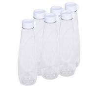 JMS we create smile 950ML Plastic Coloured Transparent Water Bottles - Juice Bottles BPA Free & Leakproof - Reusable With Screw Cap Lid For Sports School Home (6 Pieces, Clear)