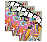 JMS we create smile - A3 Large Staple Bound Scrapbooks in 5 Assorted Colours Sheets - Art & Craft Paper Scrapbooking Albums for Children Kids/Adult Projects (A3, Pack of 3)