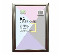 JMS we create smile A4 Frame Styrene Front Picture Frames Freestanding Wall Mount Certificate Picture Photo Frames 21cm x 29.7cm Elegant Wall Art Gallery Desk Decor Frame (Set of 1, Silver)