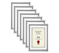 JMS we create smile A4 Frame Styrene Front Picture Frames Freestanding Wall Mount Certificate Picture Photo Frames 21cm x 29.7cm Elegant Wall Art Gallery Desk Decor Frame (Set of 7, Silver)