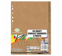 JMS We Create Smile A4 Kraft Subject Dividers 5 Part, 11 Hole Punched Recycled Card Index Divider Tabs, Durable File Separators for Ring Binders, Lever Arch Files, School, Office & Home Organisation