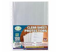 JMS we create smile A4 Punched Pockets Filing Folders Strong Clear Sheet Protector Poly Wallet Document File Binder Poly Pockets Everyday Use for Home School Office (100, 60 Microns)