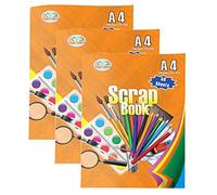JMS we create smile - A4 Scrapbooks 50 Pages Staple Bound in 5 Assorted Colours - 70 GSM Paper Sheets for Art & Craft Projects Scrapbooking Photo Albums (Pack of 3)