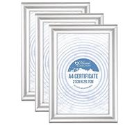 JMS we create smile - A4 Silver Photo Frame Glass Front - Portrait Landscape Wall Mountable or Tabletop Modern Frame Picture Display Art Wall Gallery Home Office Decor (Pack of 3)